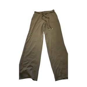 Chloe + Jasmine Olive Green Wide Leg Drawstring Textured Pants Small